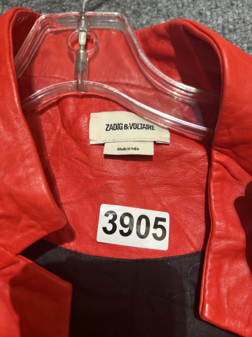 Zadig & Voltaire Blazer Womens Large Red Leather Open Front Lined Short Jacket - Picture 6 of 6